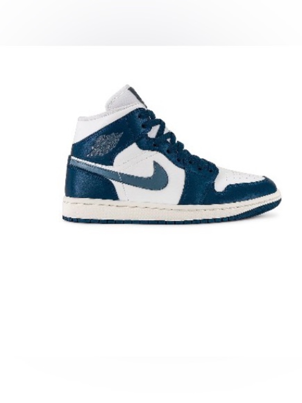 Nike Air Jordan 1 Mid White and Navy Blue Sneaker